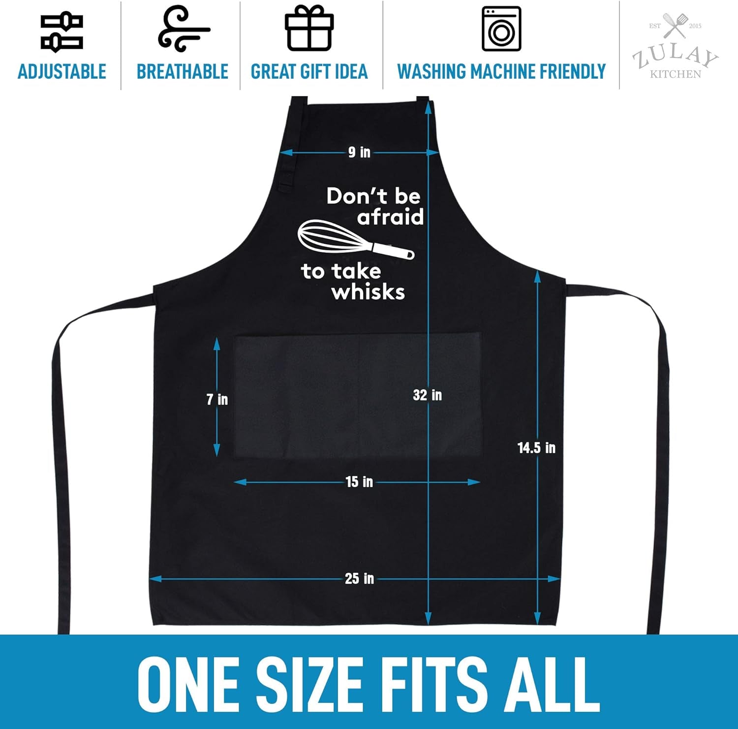 Zulay 2-Pack Funny Aprons for Men & Women - Kitchen Aprons with Adjustable Neck Strap & 2 Large Pockets
