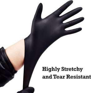 Disposable Nitrile Exam Gloves, 6-Mil, Black, Heavy Duty Disposable Gloves, Cooking Gloves, Latex Free, Powder Free