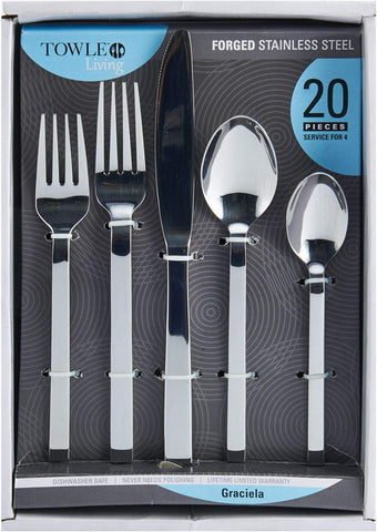 Image of Graciela Forged 20-Piece Flatware Set, Silver