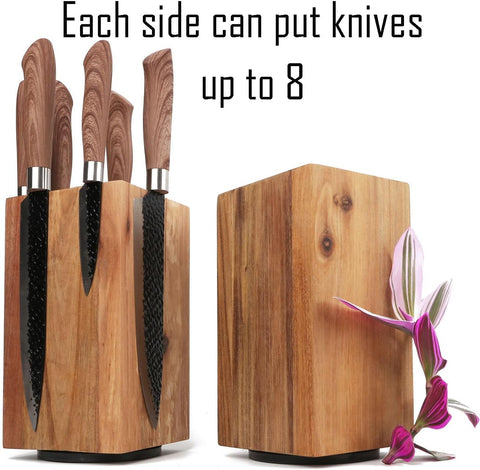 Image of Knife Block with Strong Magnets,360 Magnetic Knife Holder without Knives,Display Stand and Storage Rack without Knives