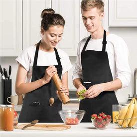 Unisex Adjustable Bib Aprons with 3 Pockets, Cooking Kitchen Restaurant Apron Machine Washable for Men Women
