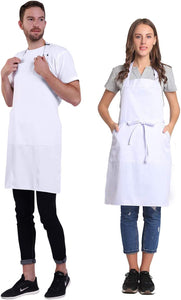 Adjustable Bib Apron with Long Ties for Women Men 18 Colors Chef Kitchen Cooking