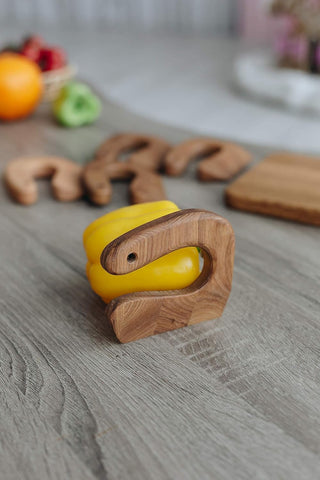 Image of Wooden Safe Knife for Kids, Kids Utensil Montessori Knife, Vegetable and Fruit Chopper, Ash Wood