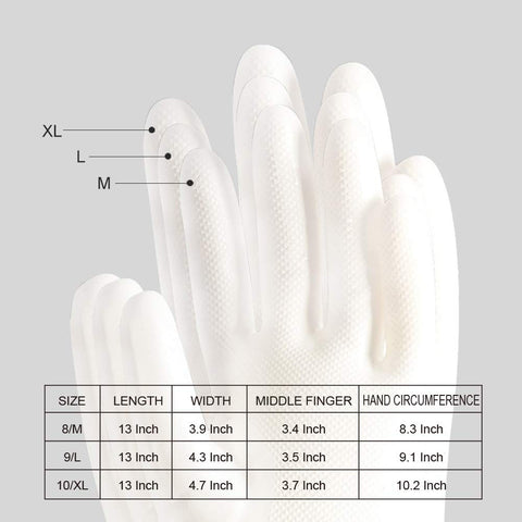 Image of Nitrile Cleaning Gloves, Heavy Duty Dishwashing Gloves, Reusable Medium Gloves for Kitchen, Bathroom, Gardening, Working, Pet Care - White, 3 Pairs, Size M
