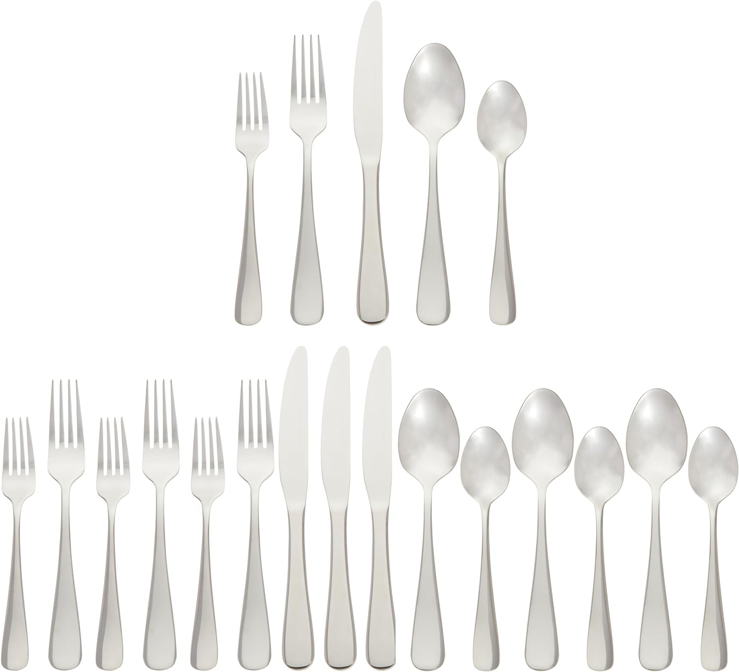 20-Piece Stainless Steel Flatware Set with round Edge, Service for 4, Silver