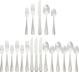 20-Piece Stainless Steel Flatware Set with round Edge, Service for 4, Silver