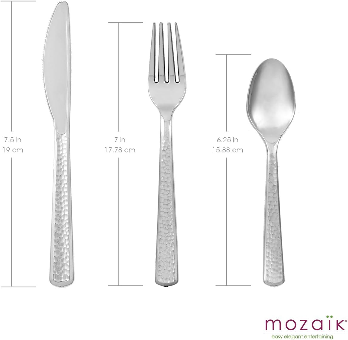 Premium Plastic Hammered Stainless Steel Coated Assorted Cutlery, 120 Pieces