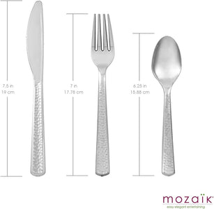 Premium Plastic Hammered Stainless Steel Coated Assorted Cutlery, 120 Pieces