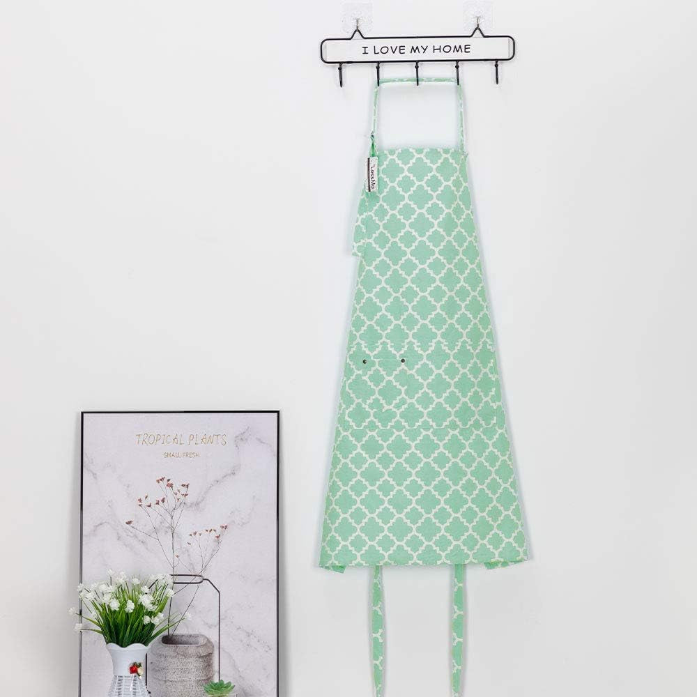 Kitchen Cooking Aprons with 3 Pockets for Men Women - Cotton Adjustable Professional Grade Chef Apron for Kitchen, BBQ & Grill (Grass Green)