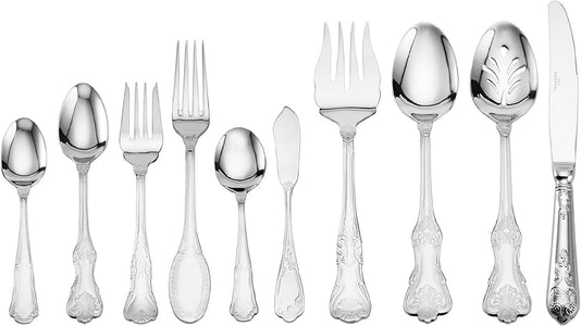 Hotel Lux 77-Piece 18/10 Stainless Steel Flatware Set, Silver, Service for 12 -