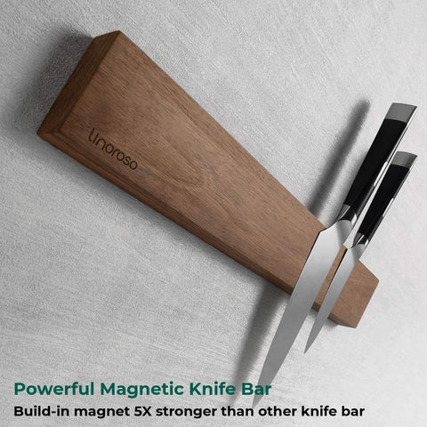 Image of 16.5'' Magnetic Knife Holder for Wall, Powerful Acacia Wood Magnetic Knife Strip Knife Rack for Kitchen Knives & Tools