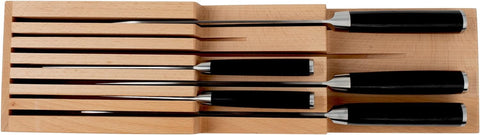 Image of Drawer 7 Slot Kitchen Knife Tray, 18 X 7 X 2.25 Inches, Beechwood Block Holder & Organizer, Wood