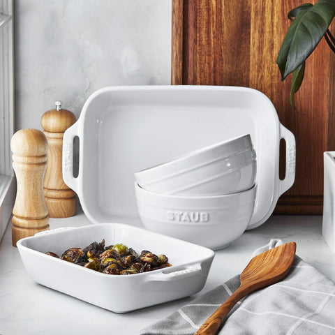 Image of Ceramic 4-Pc Baking Dish and Bowl Set - White