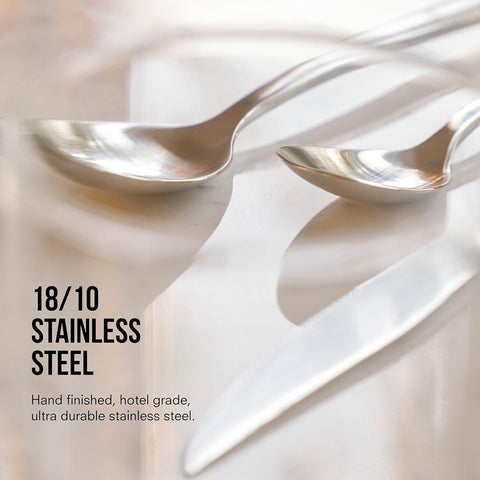 Image of 18/10 Stainless Steel Forged Flatware Set | Heavy Duty Silverware | Dishwasher Safe | 20 Piece Set | 4 Salad Forks, 4 Dinner Forks, 4 Dinner Knives, 4 Table Spoons, and 4 Tea Spoons