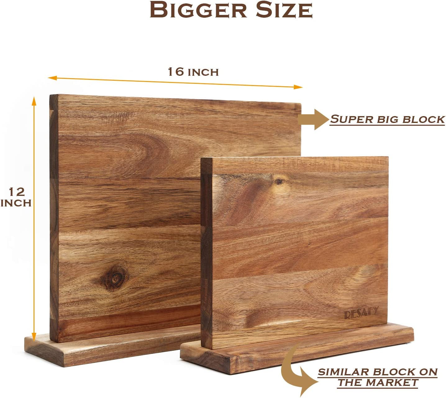 Magnetic Knife Holder Acacia Wooden Magnetic Knife Block 17 X 13 Inches Rack Magnetic Universal Stands with Strong Enhanced Magnets Strip Kitchen Storage Cutlery Large Organizer without Knifves