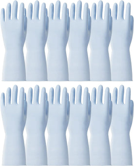 12 Pairs Dishwahsing Gloves, Rubber Gloves, Blue Kitchen Gloves, Long Dish Gloves for Household Cleaning, Gardening, Medium