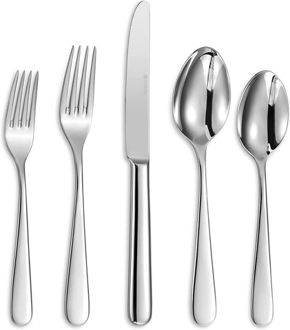 Image of Premium 20-Piece Louise Silverware Set, 18/10 Stainless Steel, Service for 4, Fine Flatware Set, Dishwasher Safe