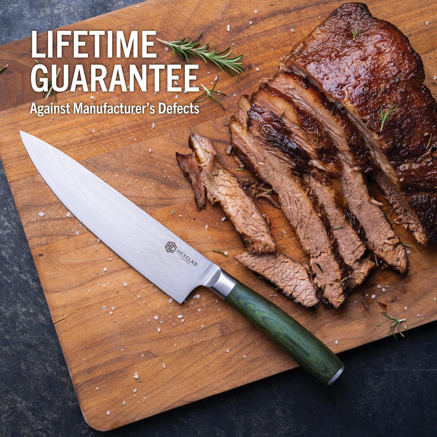 7 Piece Knife Set - 6 Piece Damascus Essential Knife Set & Magnetic Knife Block, Comes with Chef'S, Santoku, Bread, Utility and Pairing Knife and Walnut Knife Block