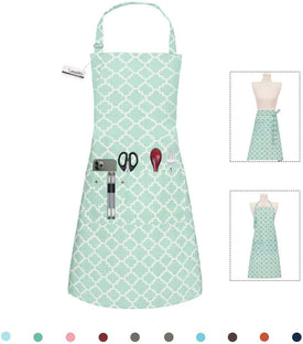 Kitchen Cooking Aprons with 3 Pockets for Men Women - Cotton Adjustable Professional Grade Chef Apron for Kitchen, BBQ & Grill (Grass Green)