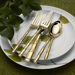 Bamboo Gold-Plated 20-Piece Stainless Steel Flatware Set, Service for 4