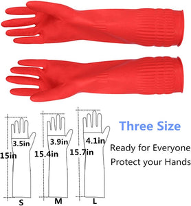 Rubber Cleaning Gloves Kitchen Dishwashing Glove 2-Pairs and Cleaning Cloth 2-Pack,Waterproof Reuseable. (Medium)