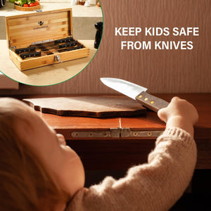 - Safe Locking In-Drawer Bamboo Sharp Knives Holder, Safe for Kid, Multicompartmental, Multi-Purpose Knife Block Alternative (17.1"X8.6"X3.1")