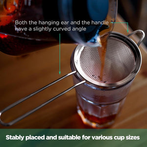 Fine Mesh Sieve Strainer Stainless Steel Cocktail Strainer Food Strainers Tea Strainer Coffee Strainer with Long Handle for Double Straining Utensil 3.3 Inch