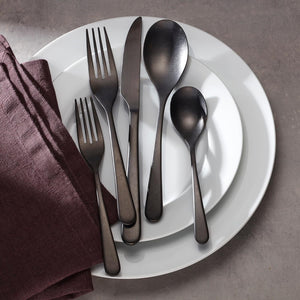 894805 Kenbrook Black Tumbled 20 Piece Everyday Flatware Set, Service for 4