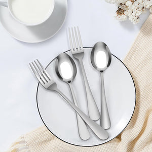 36-Piece Fork and Spoon Silverware Set, Food-Grade Stainless Steel Fork and Spoon Silverware for Camping, Kitchen, Restaurant, BBQ, Mirror Polished, Dishwasher Safe