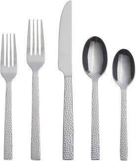 Chefs Table Hammered 45 Piece Everyday Flatware Set, Service for 8, 18/0 Stainless Steel,Silverware Set