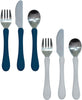 Learning Cutlery Set Helps Toddler Develop Independent Eating Skills |Contoured Handles for Easy Gripping | Safety Edge on Knife | Dishwasher Safe | Navy & Gray | 2-Pk