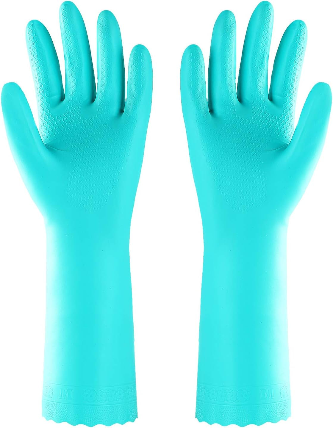 Reusable Dishwashing Cleaning Gloves with Latex Free, Cotton Lining,Kitchen Gloves 2 Pairs,Purple+Blue