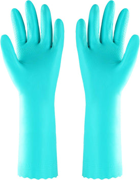 Reusable Dishwashing Cleaning Gloves with Latex Free, Cotton Lining,Kitchen Gloves 2 Pairs,Purple+Blue