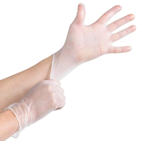 Image of Medical Vinyl Examination Gloves (Medium, 100-Count) Latex Free Rubber | Disposable, Ultra-Strong, Clear | Fluid, Blood, Exam, Healthcare, Food Handling Use | No Powder