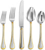 Elizabeth 20-Piece 18/10 Stainless Steel Flatware Set, Service for 4, Fine Silverware Set (Gold Accent), Dishwasher Safe, Mirror Polished