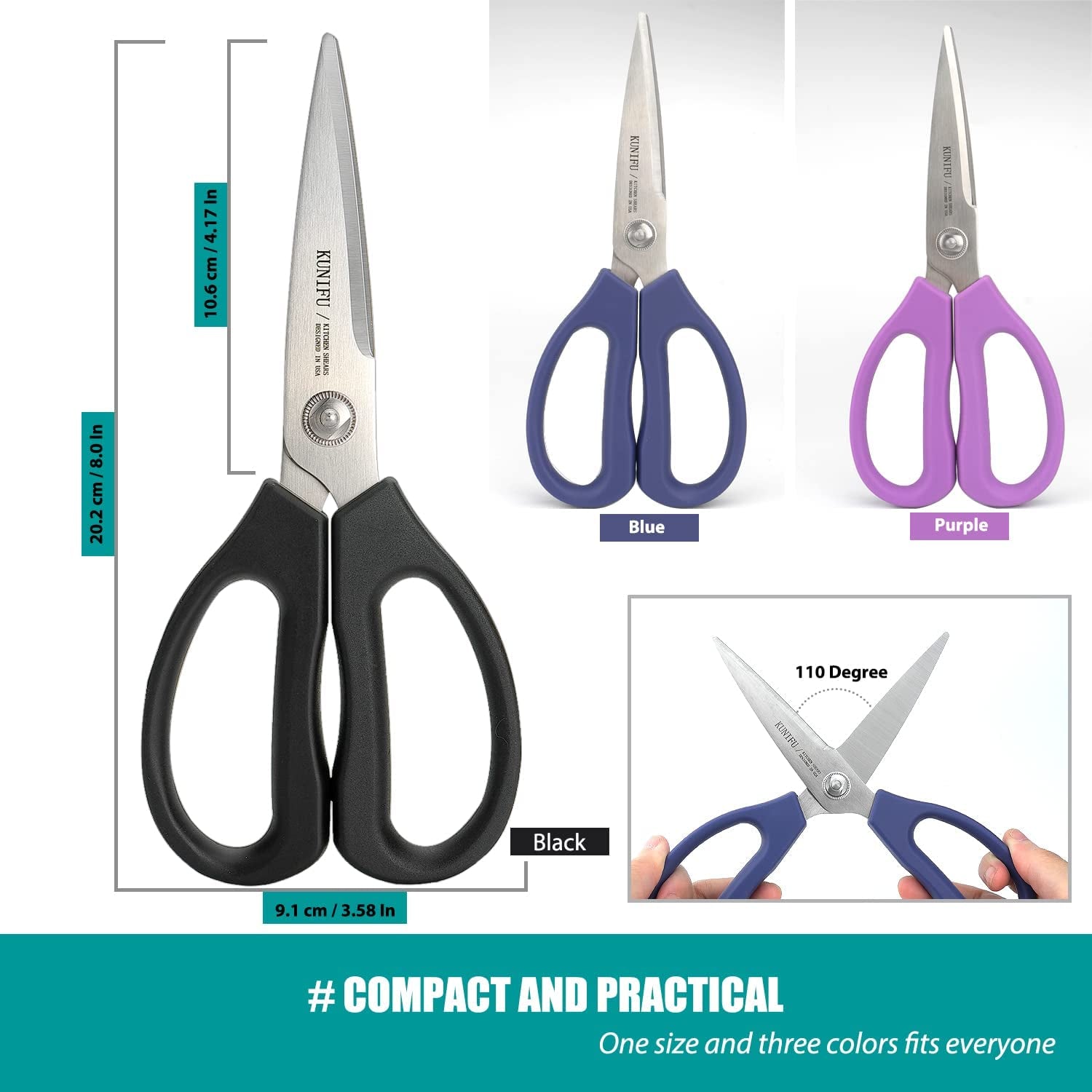 Kitchen Scissors All Purpose Heavy Duty, Kitchen Shears Come Apart Dishwasher Safe, Ultra Sharp Stainless Steel Kitchen Gadgets, Cooking Cutter for Chicken, Meat, Poultry, Fish, Herbs, Grape