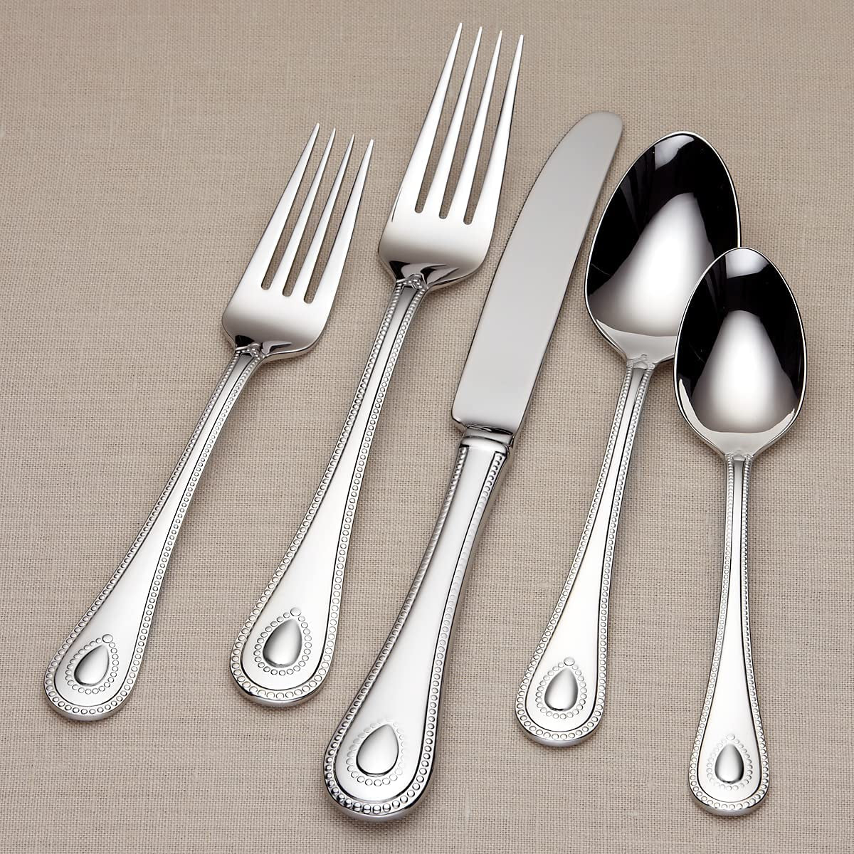 829739 French Perle Flatware Set, 11.30 LB, 65-Piece