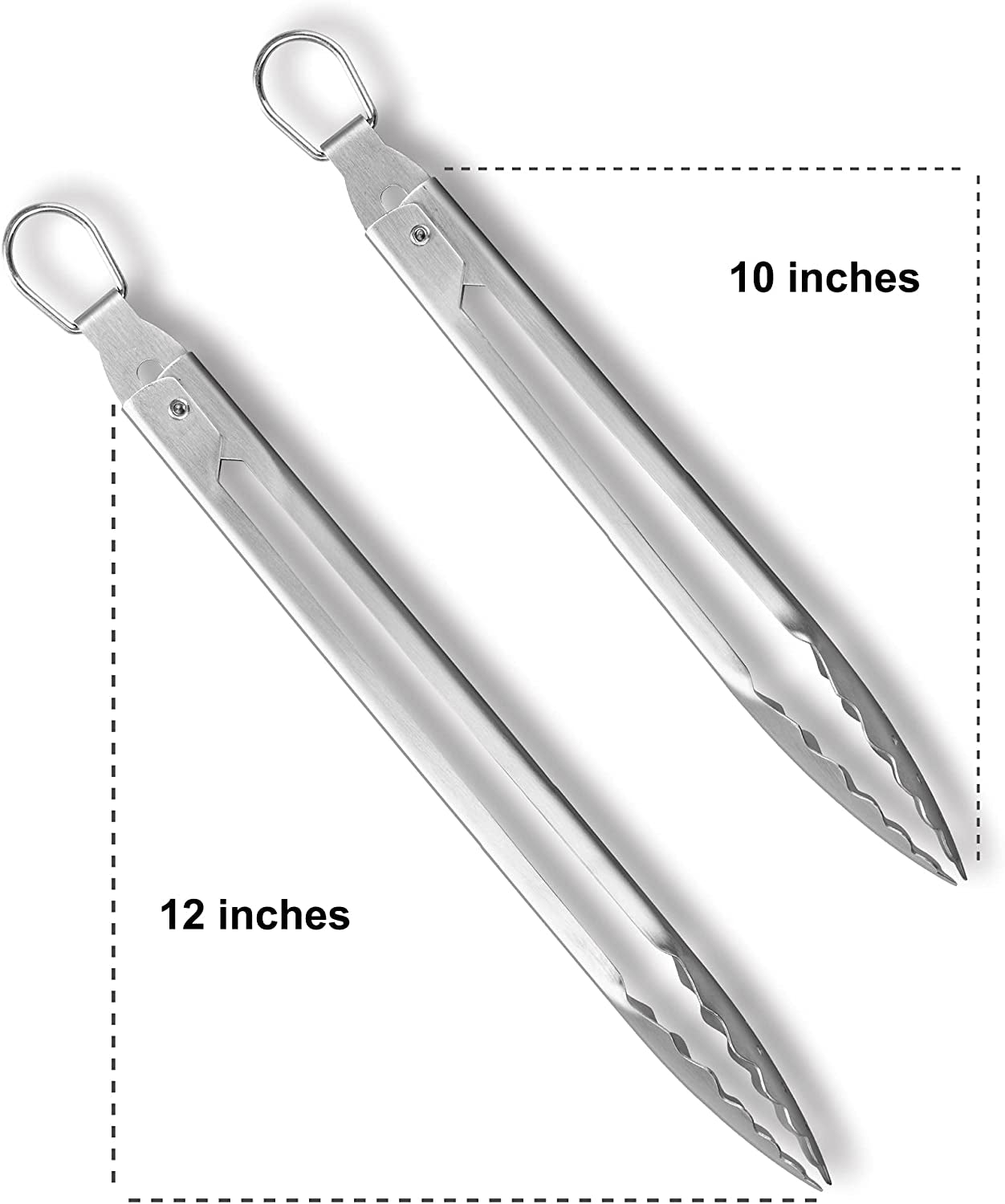 Premium 304 Stainless Steel Barbecue Turners Set, Heavy Duty Cooking Kitchen BBQ Tongs, 10" and 12"