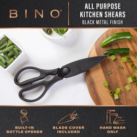 Stainless Steel Blade Kitchen Shears - Black | Strong & Sharp Kitchen Shears | Cooking Scissors | Food Shears | Vegetable Scissors | Poultry Meat & Bone Cutting Scissors | Utility Kitchen Tool