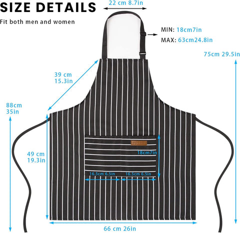 Image of 2 Pack Adjustable Bib Apron with 2 Pockets Chef Cooking Kitchen Restaurant Aprons for Women Men