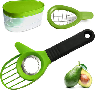 Avocado 3 Piece Set Avocado Slicer, Knife, Peeler, Pitter, Cuber, Dicer, Keeper for Everything That You Will Ever Need for Your Avocados