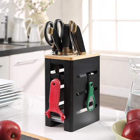 Image of Knife Block Holder, Kitchen Knife Organizer Storage Stand 8 Slots, Kitchen Block Knife Holder, Storage Rack,Safe to Use Different Size Shape Knife Sharpeners Scissors Kitchen Countertop