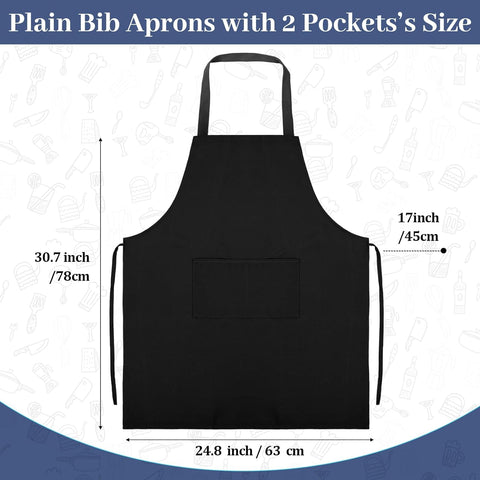 Image of 30 Pack Adjustable Bib Apron with 2 Roomy Pockets Bulk Unisex Commercial Cooking Kitchen Aprons Machine Washable