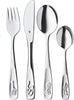 Pignr Animals Children'S Cutlery, 4-Piece, from 3 Years, Cromargan Polished Stainless Steel, Dishwasher-Safe in a Gift Box with General Illustration, 4Pcs, Silver