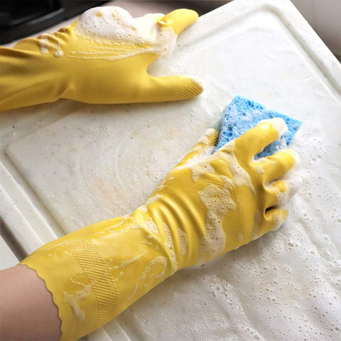 Image of Handsaver Rubber Gloves for Kitchen and Household Cleaning (3 Pairs)