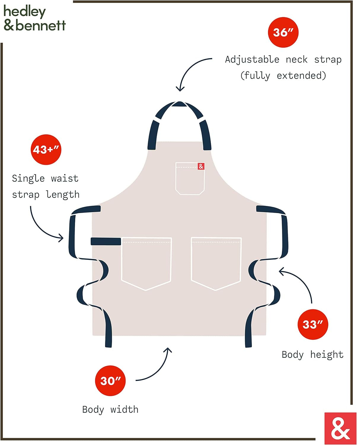 Essential Apron - Professional Chef Apron with Pockets & Adjustable Bib Strap for Cooking & Grilling - Kitchen Aprons for Men & Women - 12Oz 100% Cotton Canvas Fabric - Denver Brown