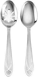 Mirage Frost 45-Piece Stainless Steel Flatware Set with Serving Utensil Set and Metal Storage Caddy, Service for 8