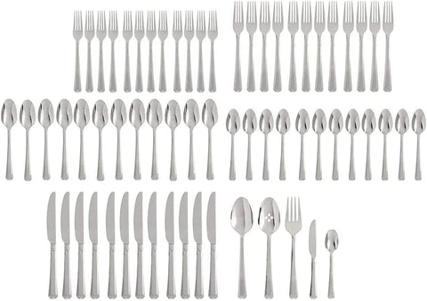 Image of Chroma 65 Piece Fine Flatware Set, Service for 12, 18/10 Stainless Steel, Silverware Set, Dishwasher Safe