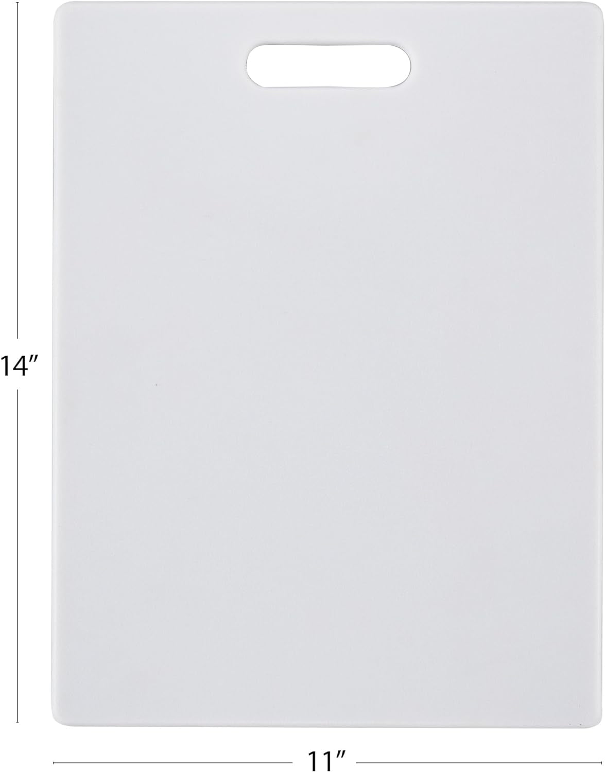 22-Piece Never Needs Sharpening Triple Rivet High-Carbon Stainless Steel Knife Block and Kitchen Tool Set, Black & 78892-10  Plastic Cutting Board, 11-Inch by 14-Inch, White