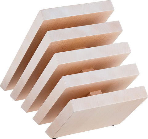 Image of Italian Knife Block, 10" X 10" X 16", White-Colored Beechwood